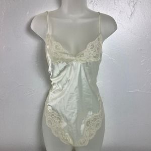 VTG Gold label Victoria’s Secret Union label Ivory Babydoll bodysuit SZ L EUC